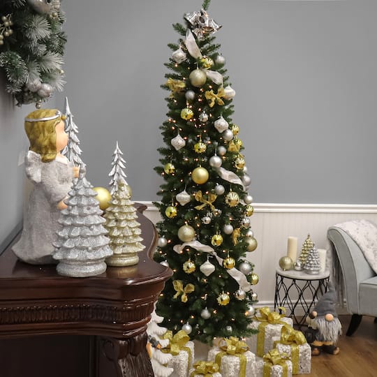 9 ft. Pre-Lit Kingswood™ Fir Pencil Artificial Christmas Tree, Clear Lights